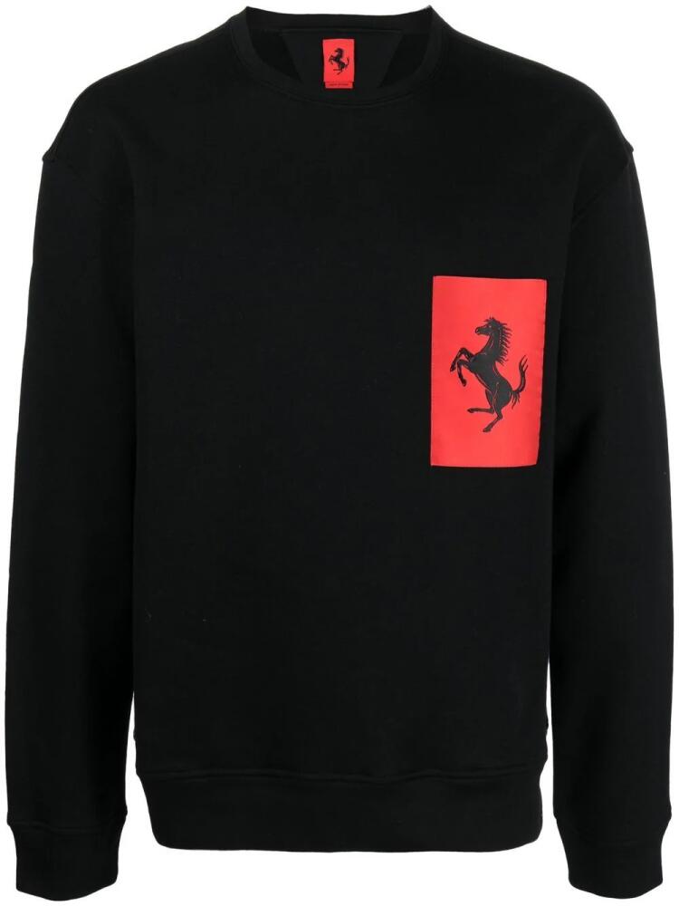 Ferrari logo-print crew-neck sweatshirt - Black Cover