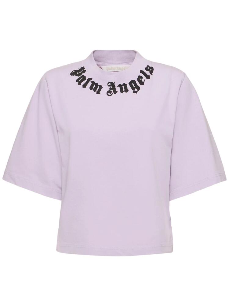 PALM ANGELS Neck Logo Cropped Cotton T-shirt Cover