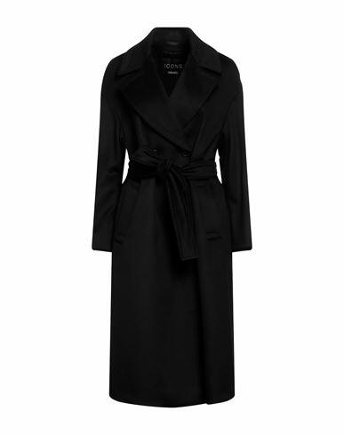 Cinzia Rocca Woman Coat Black Virgin Wool, Polyamide, Cashmere Cover