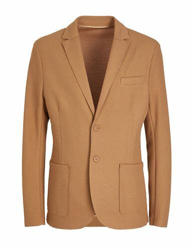 8 By Yoox Jersey Single-breast Unstructured Blazer Man Blazer Camel Polyester, Viscose, Elastane Cover