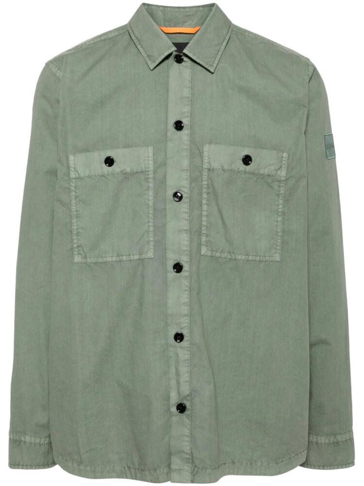 BOSS logo-appliqué cotton shirt - Green Cover