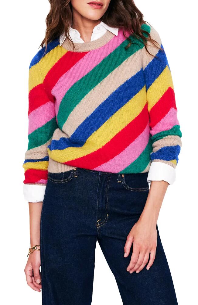 Boden Rainbow Stripe Crewneck Sweater in Multi Rainbow Cover