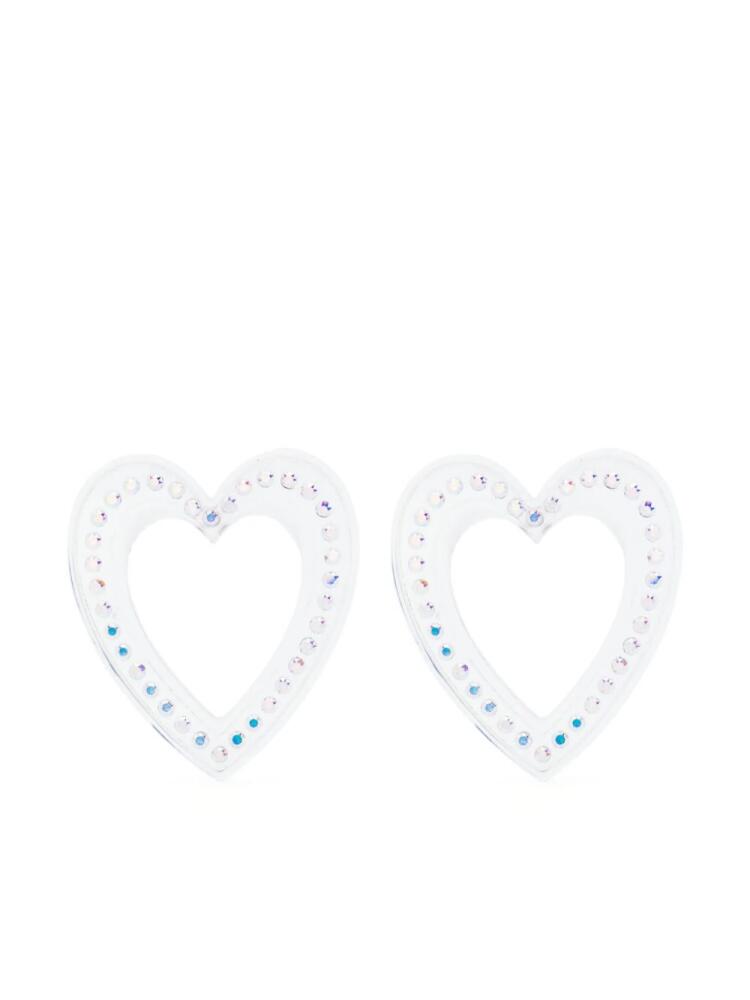 SafSafu Big Heart crystal-embellished earrings - Neutrals Cover