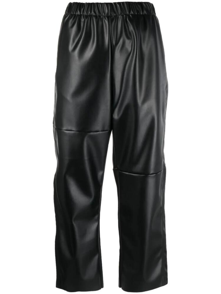 MM6 Maison Margiela elasticated-waistband faux-leather trousers - Black Cover