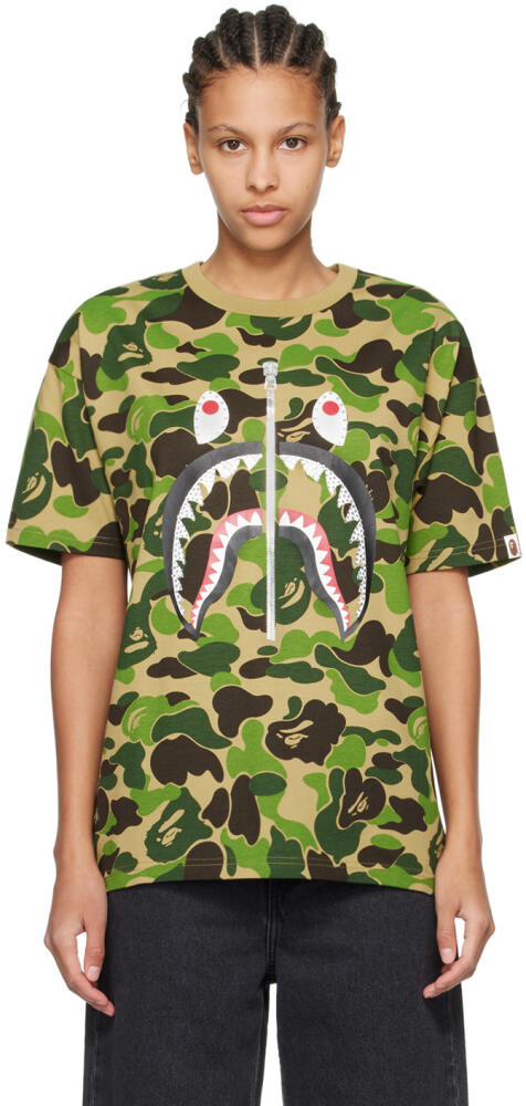 BAPE Khaki ABC Camo Crystal Stone Shark T-Shirt Cover