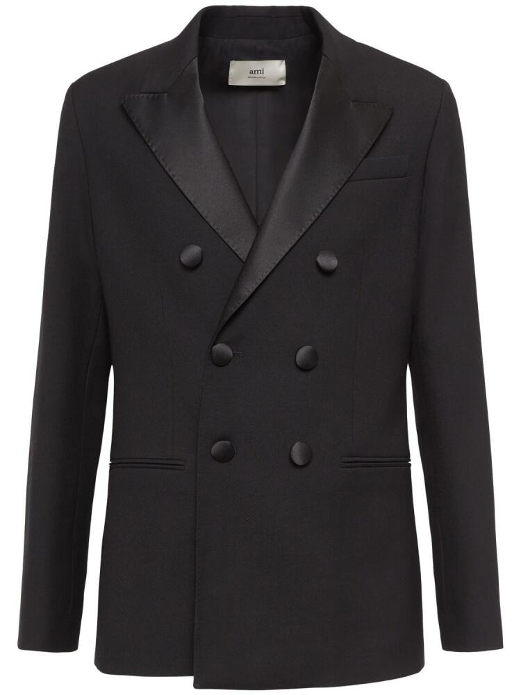 AMI PARIS Double Breasted Wool Tuxedo Blazer Cover