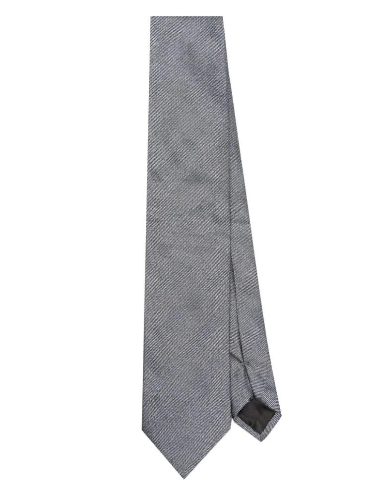 Lanvin herringbone-pattern silk tie - Grey Cover