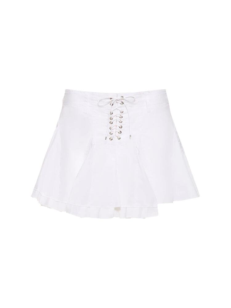 LUDOVIC DE SAINT SERNIN Pleated Poplin Lace-up Mini Skirt Cover