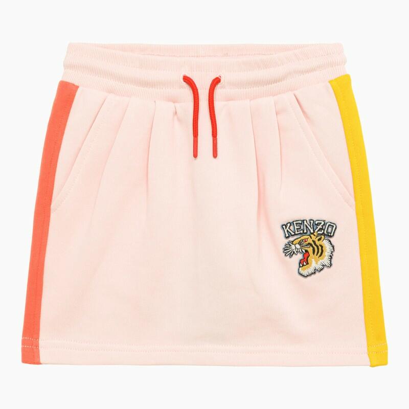 KENZO Pink cotton skirt with logo patch Cover