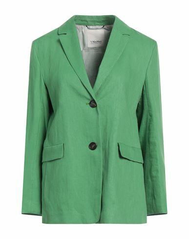 's Max Mara Woman Blazer Green Linen Cover