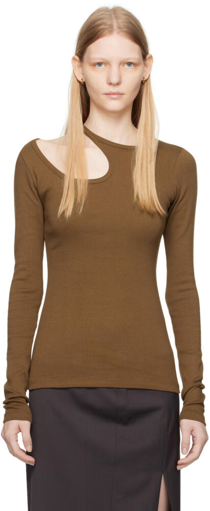 LOW CLASSIC Brown Curve Hole Long Sleeve T-Shirt Cover