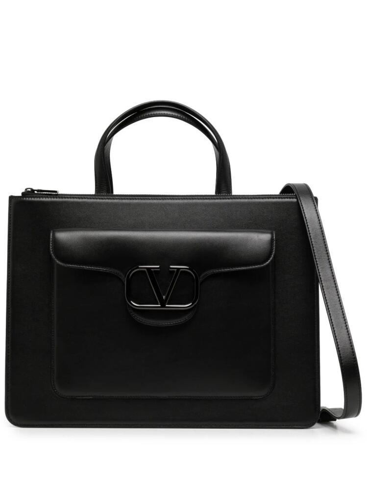 Valentino Garavani V-Logo leather briefcase - Black Cover