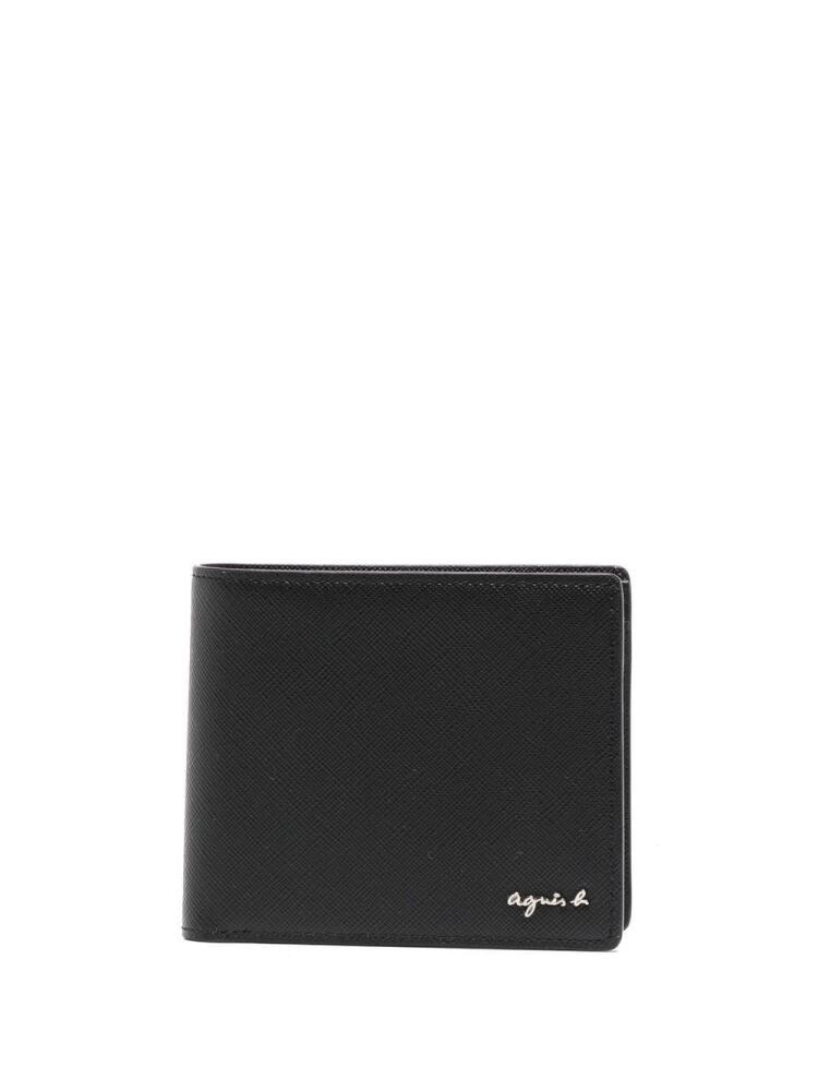 agnès b. logo-plaque leather wallet - Black Cover