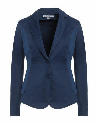 European Culture Woman Blazer Blue Cotton, Modal, Elastane Cover