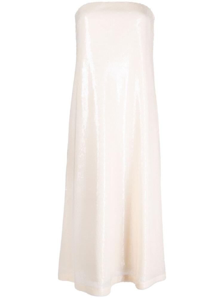 Rokh shimmer semi-sheer midi dress - Neutrals Cover