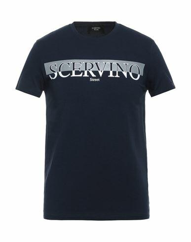 Ermanno Scervino Man T-shirt Midnight blue Cotton, Elastane Cover