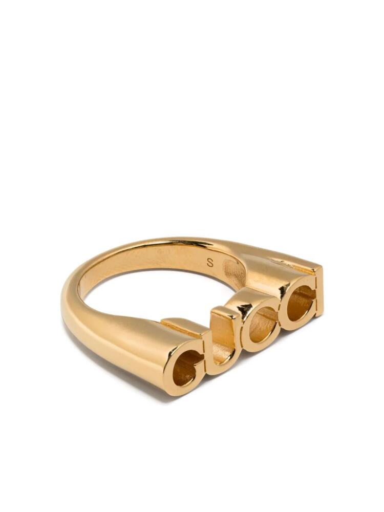 Gucci logo-lettering polished ring - Gold Cover