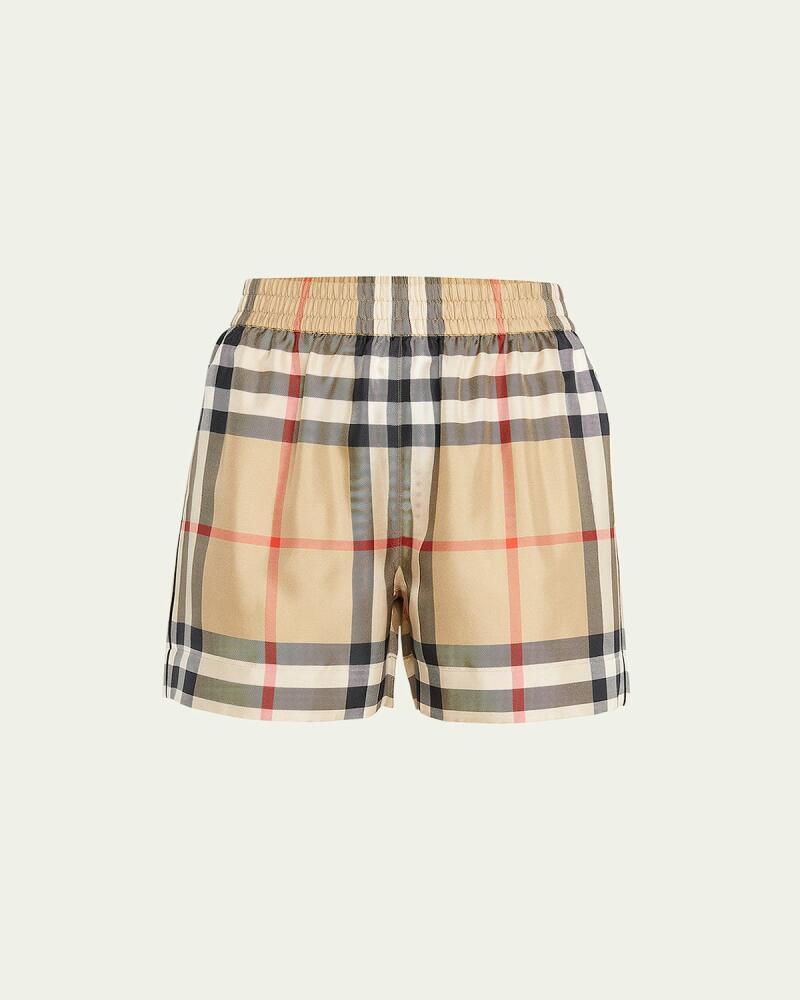 Burberry Tawney Check Mulberry Silk Bermuda Shorts Cover