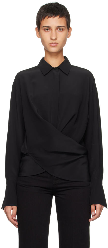 Victoria Beckham Black Wrap Front Blouse Cover