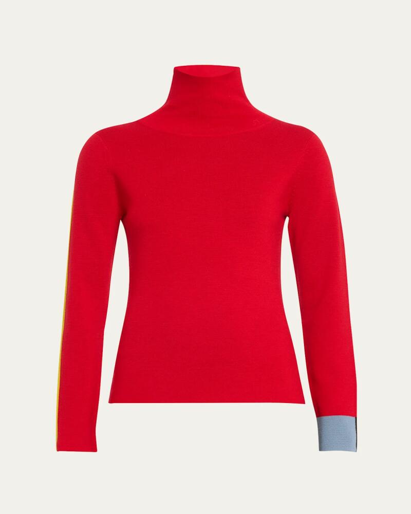 ZANKOV Sarah Colorblock Turtleneck Wool Sweater Cover