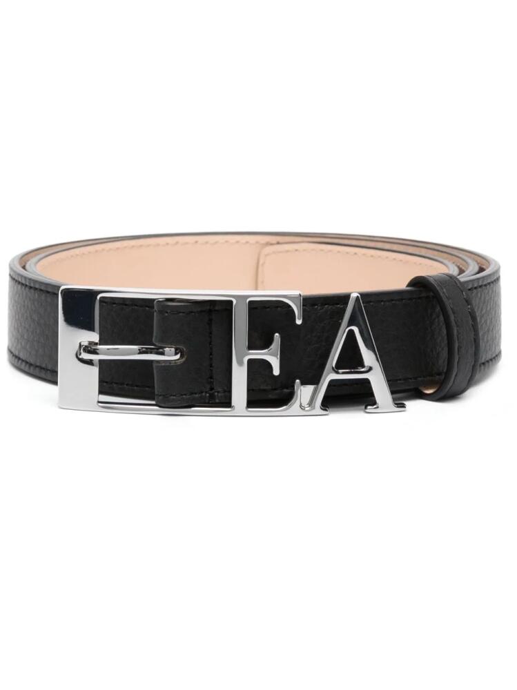 Emporio Armani logo-lettering leather belt - Black Cover