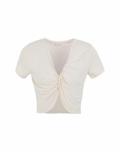 8 By Yoox Lyocell Twisted Cropped T-shirt Woman T-shirt Ivory Lyocell, Recycled cotton Cover