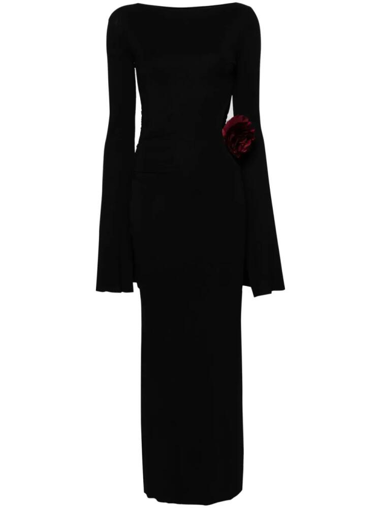 MANURI floral-appliqué jersey maxi dress - Black Cover