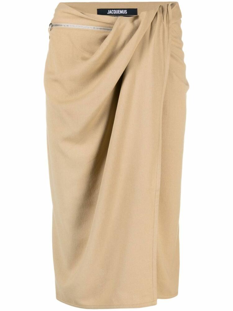 Jacquemus Bodri gathered midi skirt - Neutrals Cover