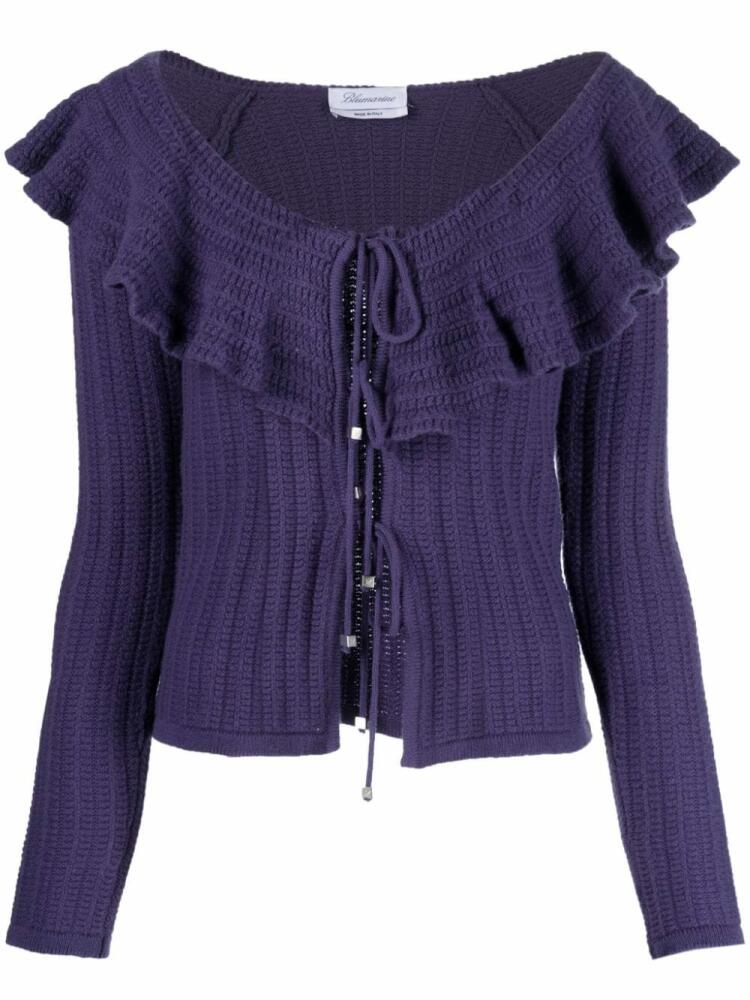 Blumarine ruffled-trim off-shoulder cardigan - Purple Cover