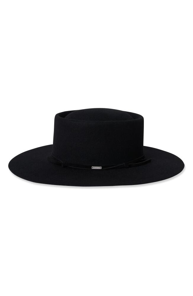 Brixton Vale Wool Felt Boater Hat in Black Cover