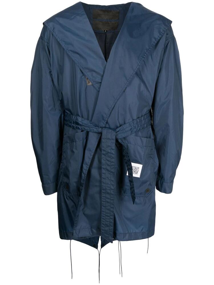 Fumito Ganryu reflective panel hooded raincoat - Blue Cover