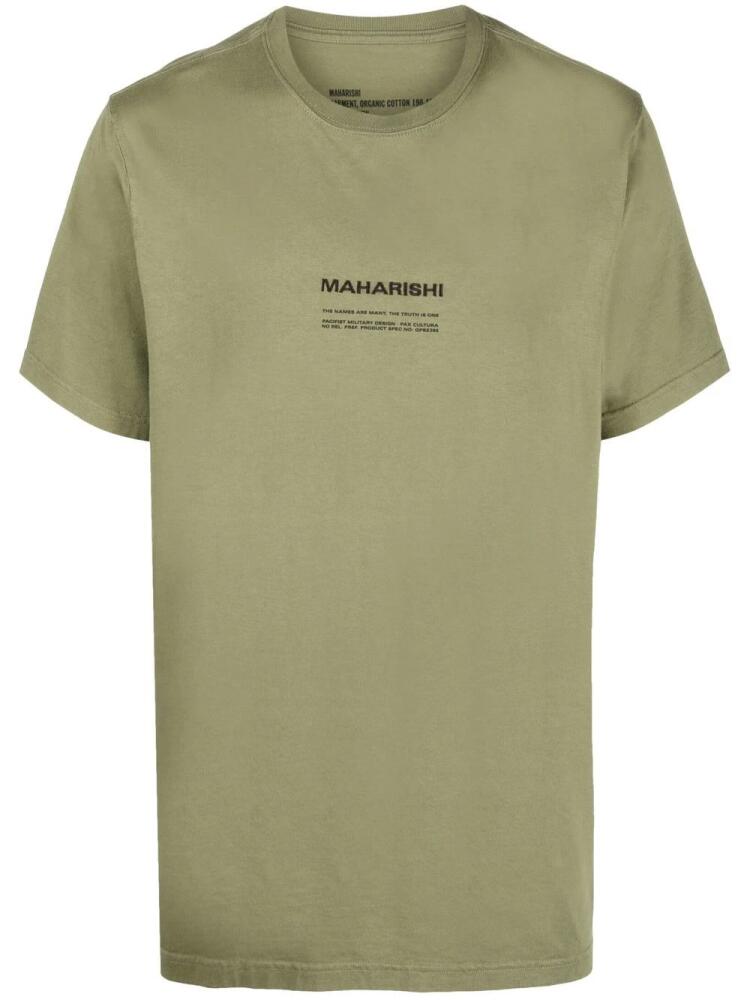 Maharishi logo-embroidered organic cotton T-shirt - Green Cover