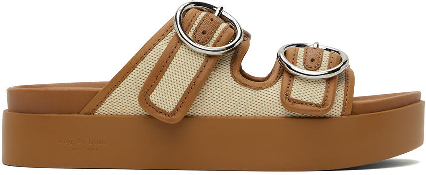 rag & bone Off-White & Tan Geo Buckle Platform Slides Cover