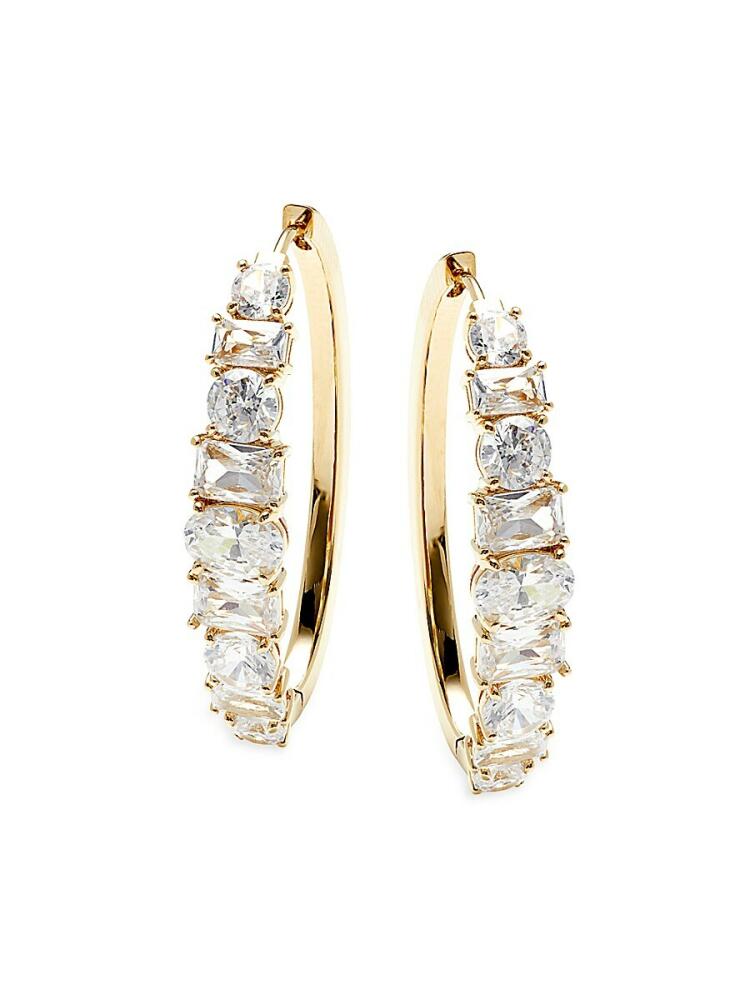 Adriana Orsini Women's Mesmerize Deco 18K Goldplated Brass & Crystal Oval Hoop Earrings Cover