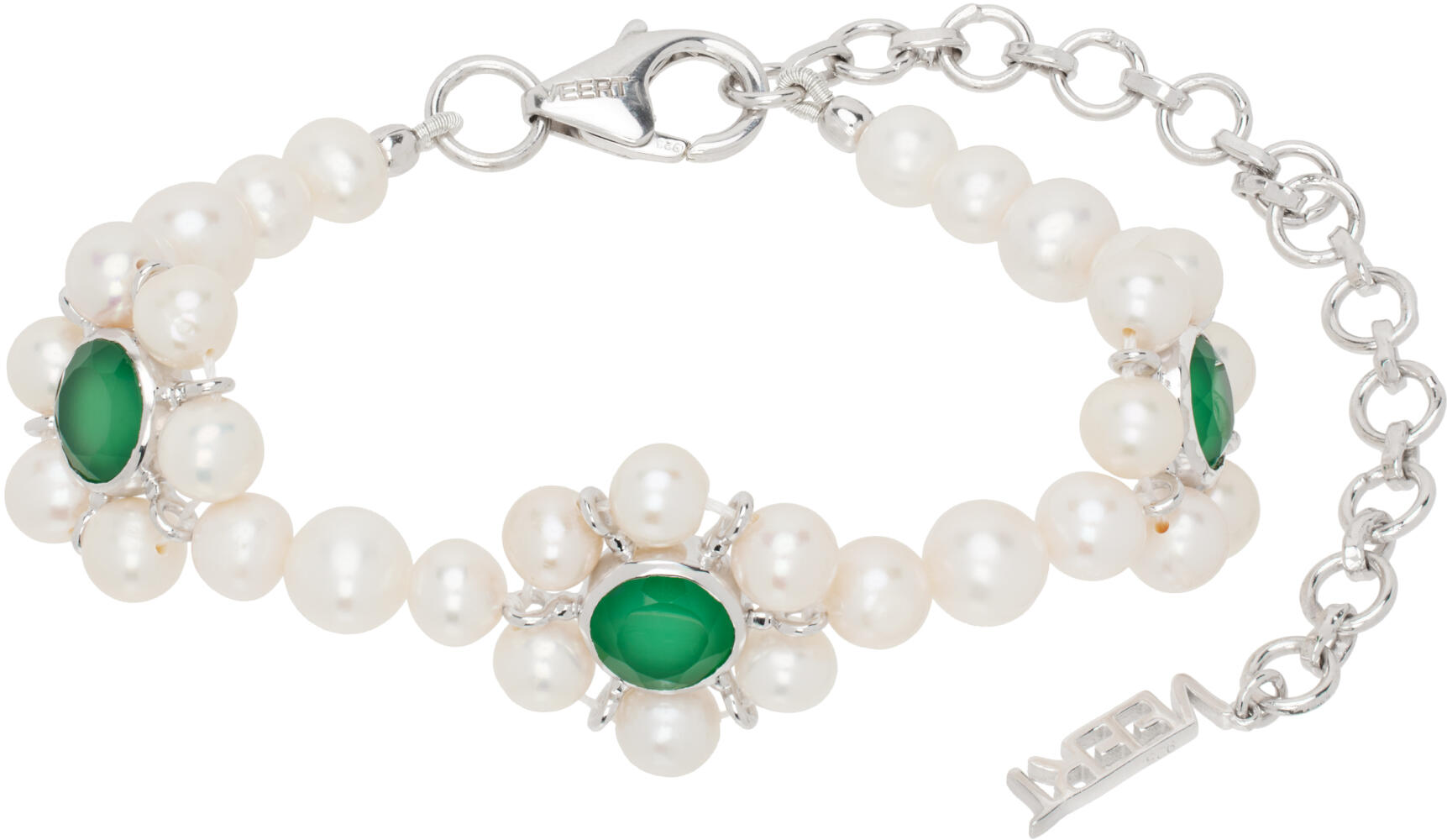 VEERT White Gold 'The Trio Flower Pearl' Bracelet Cover