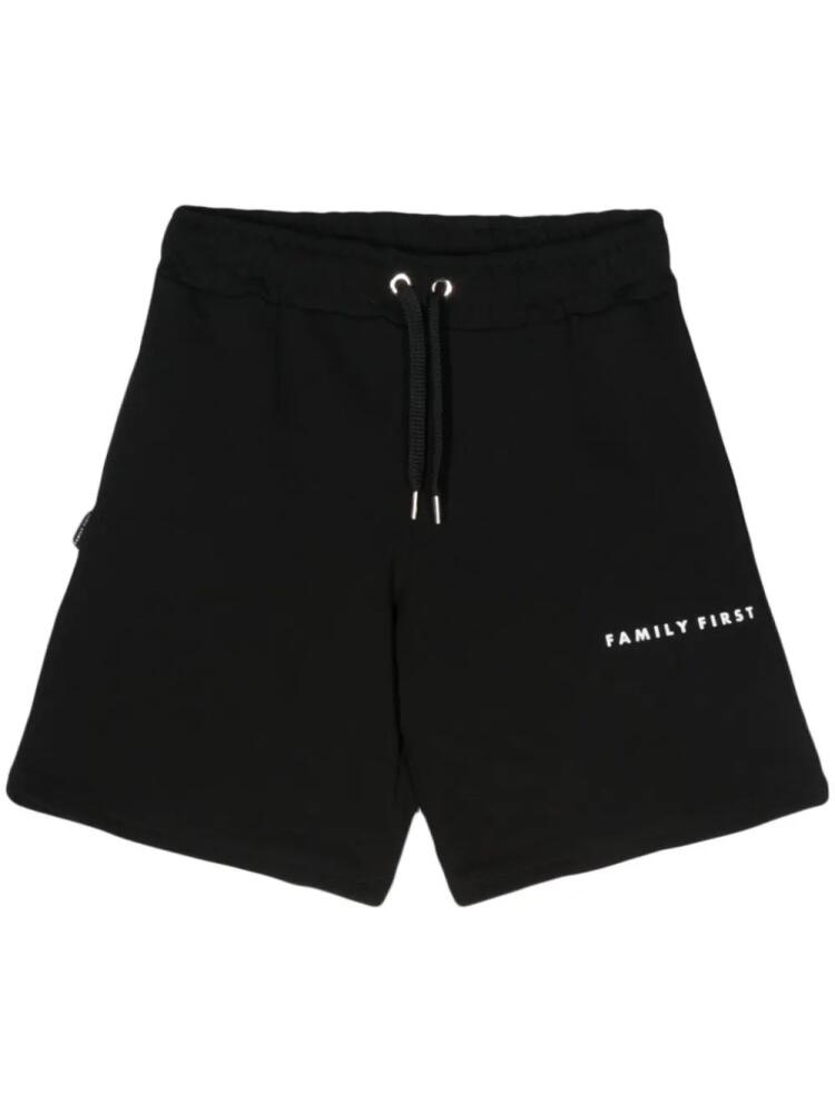 Family First logo-printed cotton shorts - Black Cover