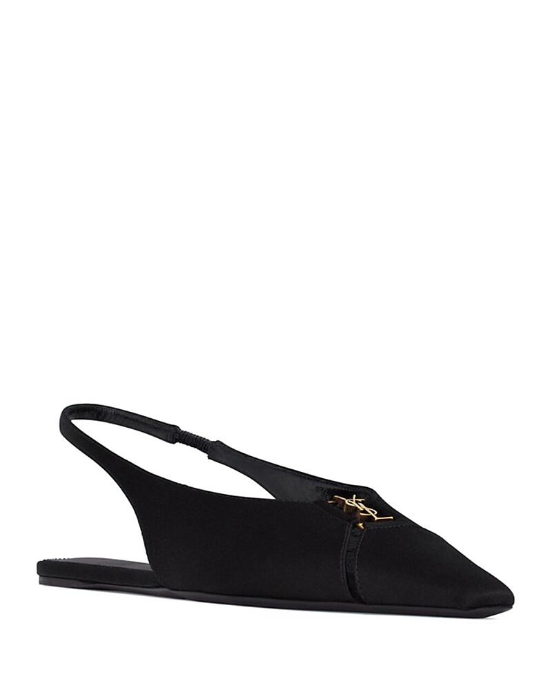 Saint Laurent Babylone Slingback Flats in Satin Crepe Cover