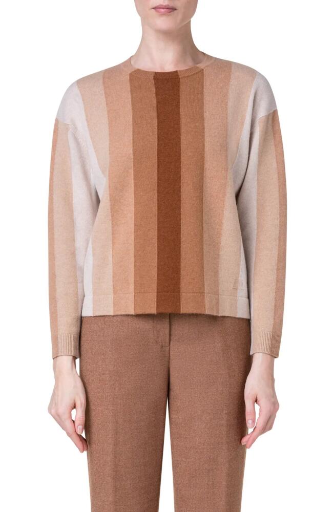 Akris Stripe Cashmere Sweater in 331 Camel-Multicolor Cover