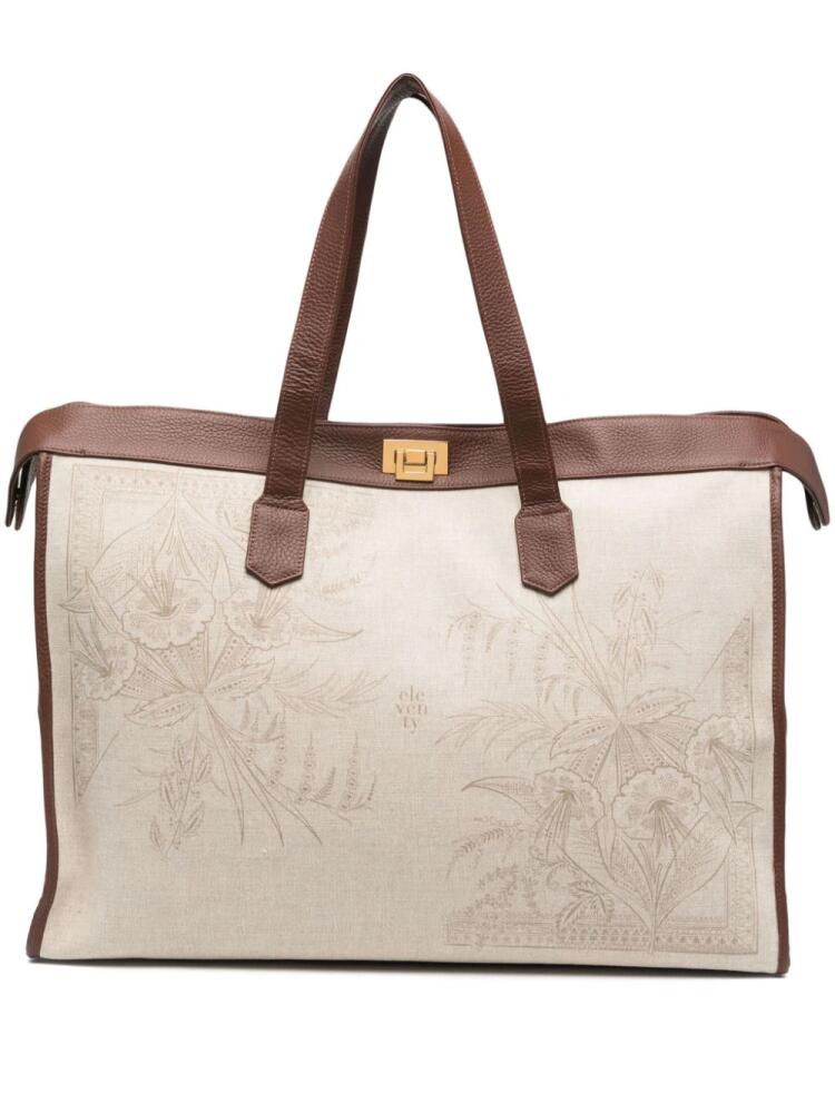 Eleventy jacquard canvas tote bag - Neutrals Cover