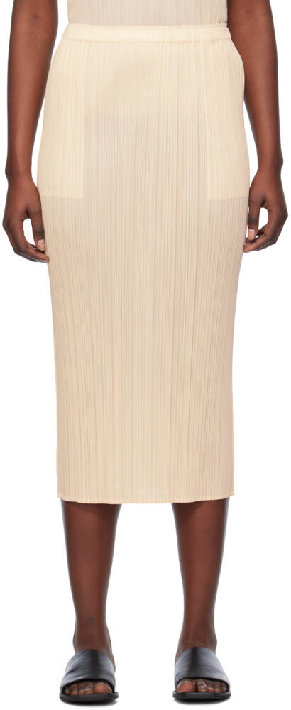 PLEATS PLEASE ISSEY MIYAKE Beige New Colorful Basics 3 Midi Skirt Cover