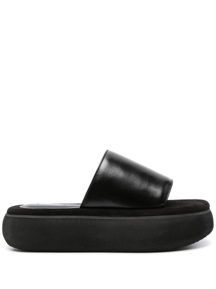 Osoi Boat leather platform slides - Black Cover