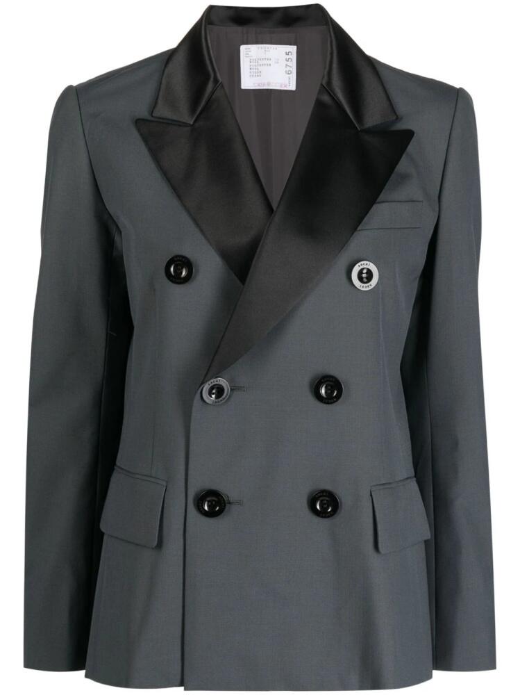 sacai peak-lapels double-breasted blazer - Green Cover