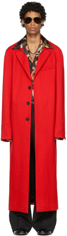 LU'U DAN Red Straight Slim Coat Cover