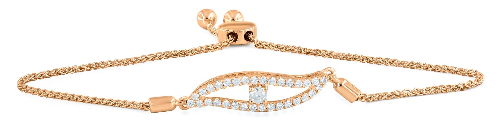 LuvMyJewelry Mandorla Bolo Adjustable Diamond Bracelet in 14K Gold in 14K Rose Gold Cover