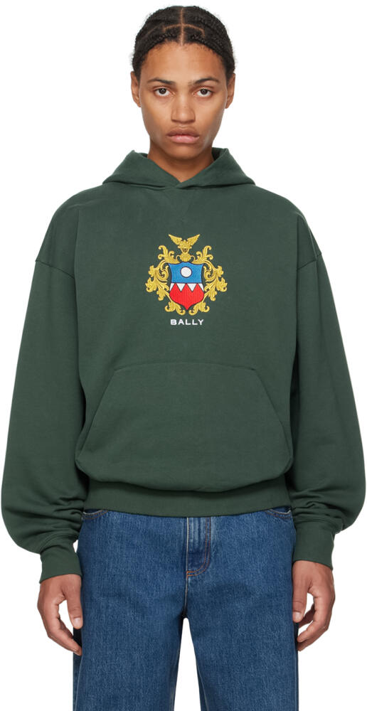 Bally Green Embroidered-Logo Hoodie Cover