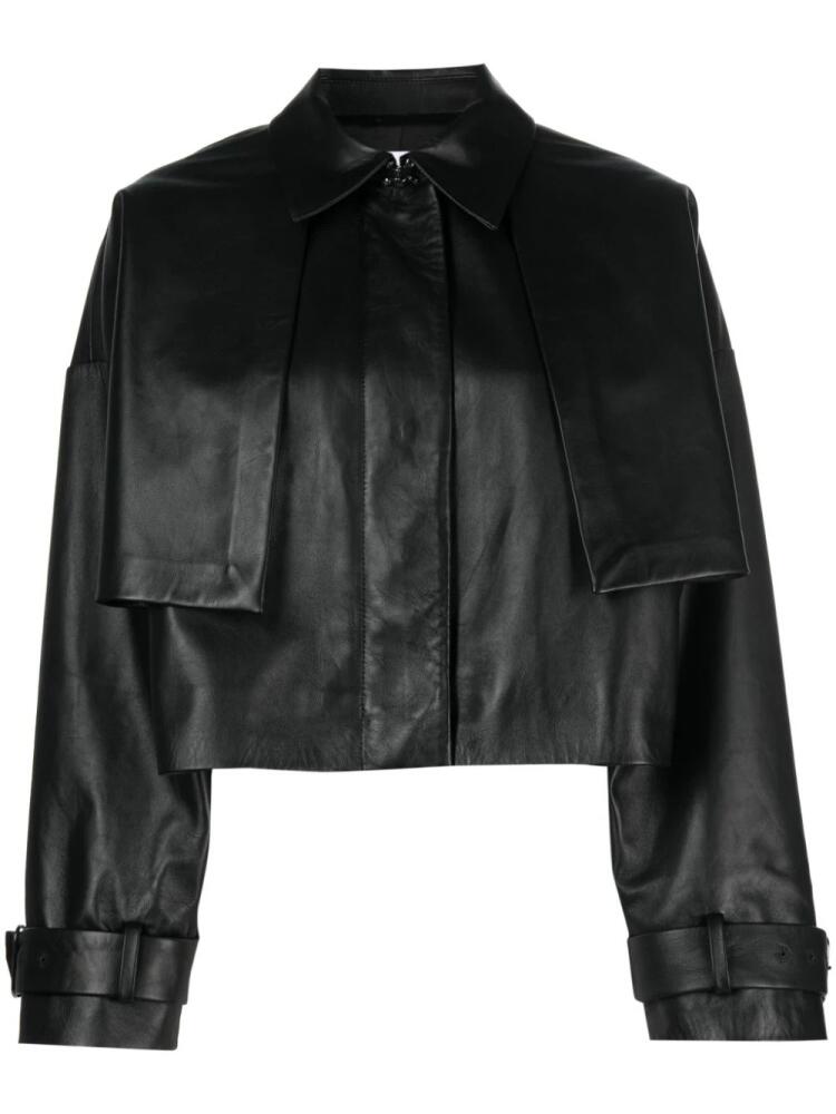 Calvin Klein cropped leather jacket - Black Cover