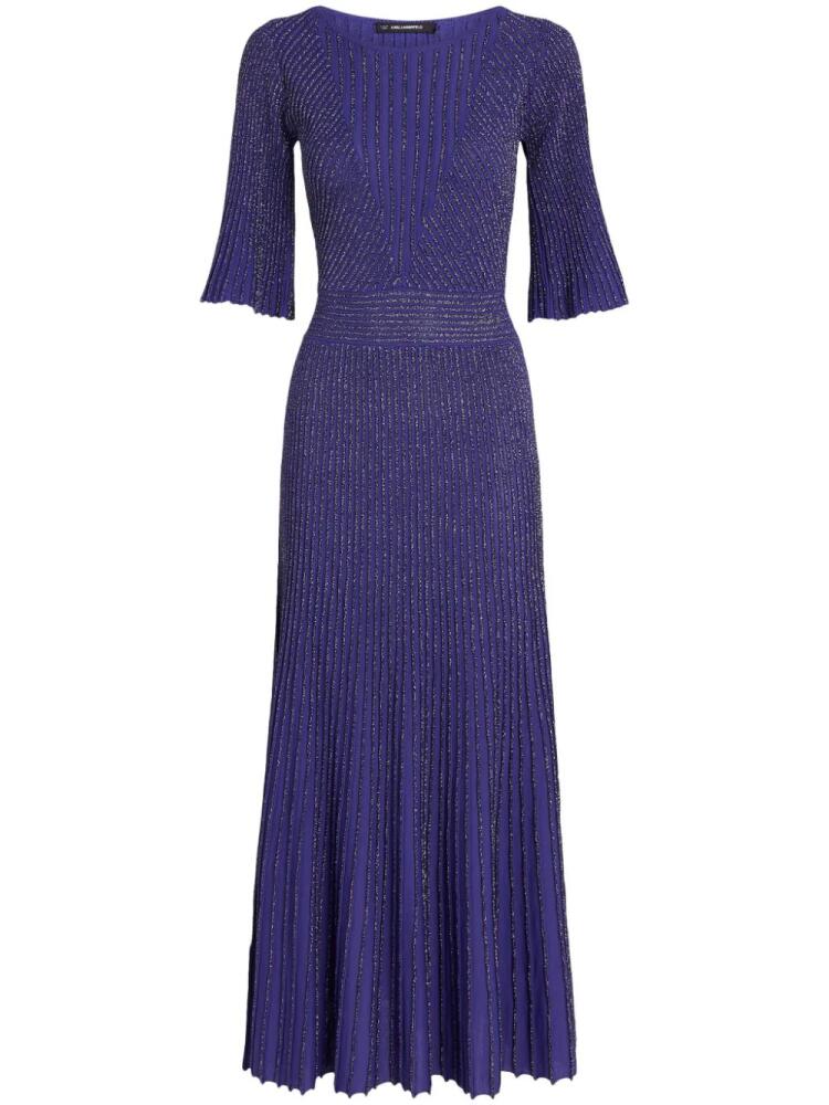 Karl Lagerfeld pleated lurex midi dress - Purple Cover