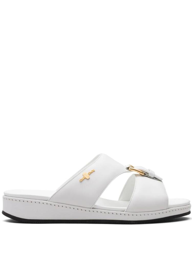 Car Shoe buckle-embellished flat sandals - White Cover