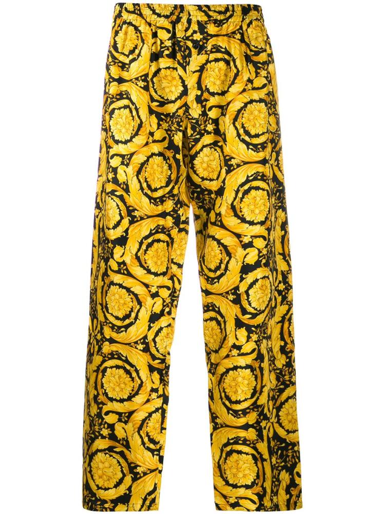 Versace Barocco print silk pajama trousers - Black Cover