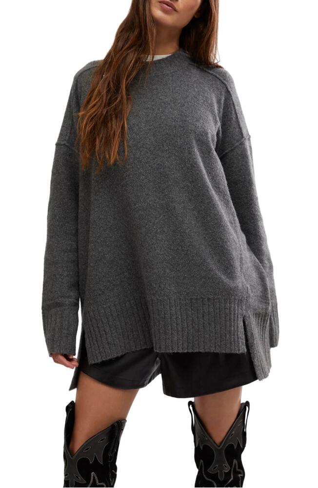 Free People Phoebe High-Low Tunic Sweater in Dark Heather Grey Cover